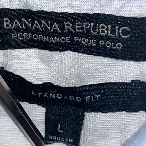 Bannna Republic Performance Pique Sky Blue Striped Casual Polo Collar Shirt - Picture 3 of 9